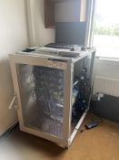 Server Cabinet, including Dell PowerEdge R630 Intel Xion server (hard disks removed), Draytek