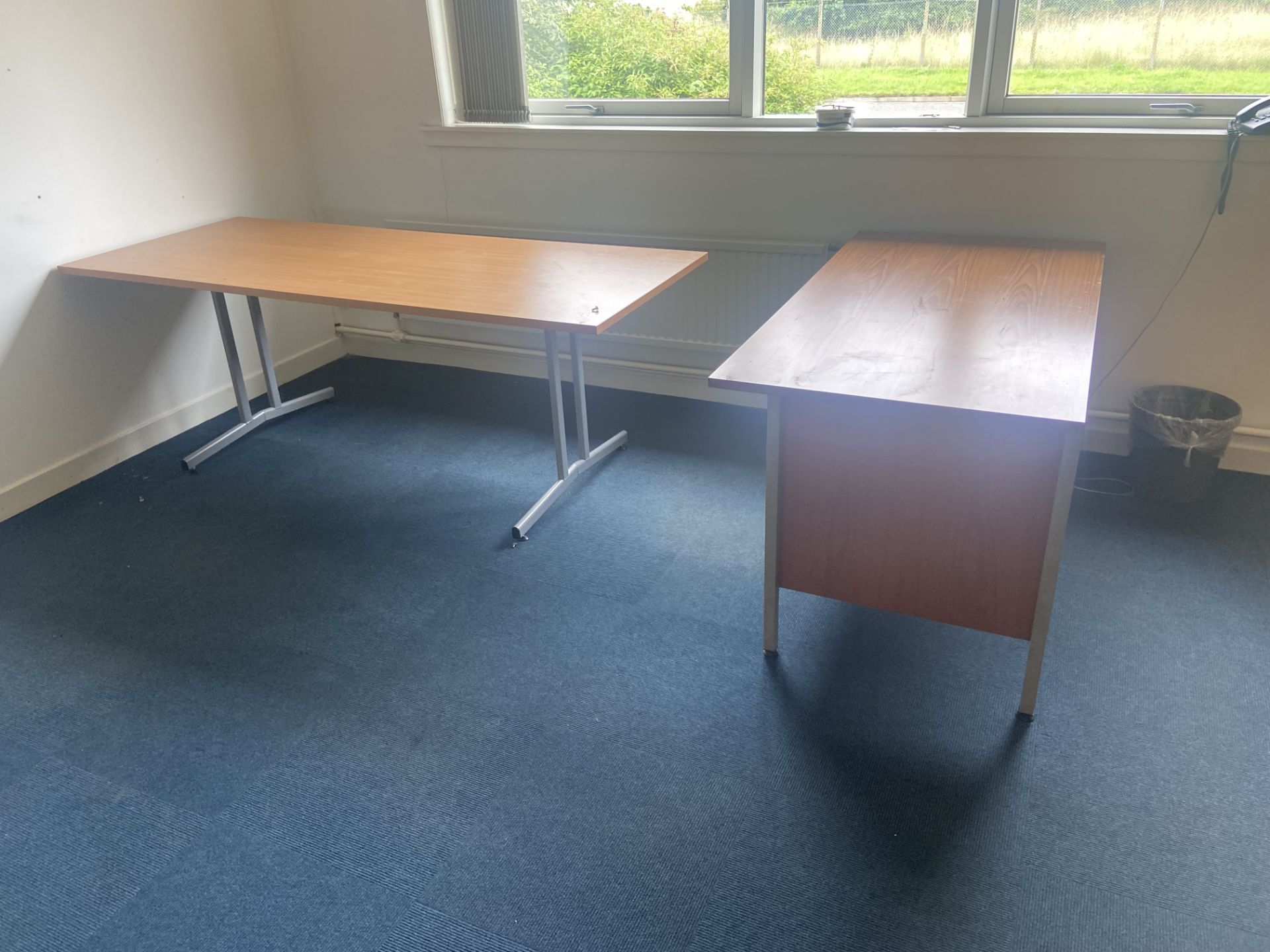Assorted Quantity of Office Furniture, in one area, including four oak laminated desks, plan/ - Image 5 of 6