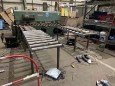 Pearson 2440mm x 6.5mm Hydraulic Guillotine, machine no. 5886/1, with two gravity roller conveyors