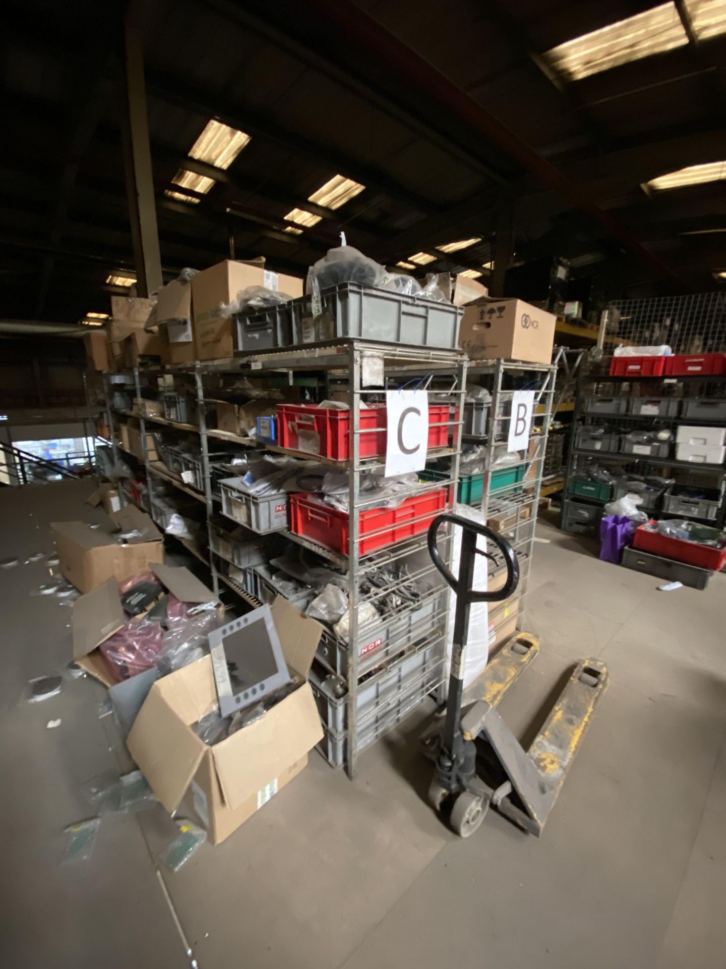Eight Bays of Steel Stock Rack, each 1.2m x 600mm x 1.7m high (contents ...
