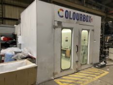 Colourbox FREESTANDING DOUBLE DOOR GAS FIRED SPRAY BAKE OVEN, approx. 7m x 4m, with integrated