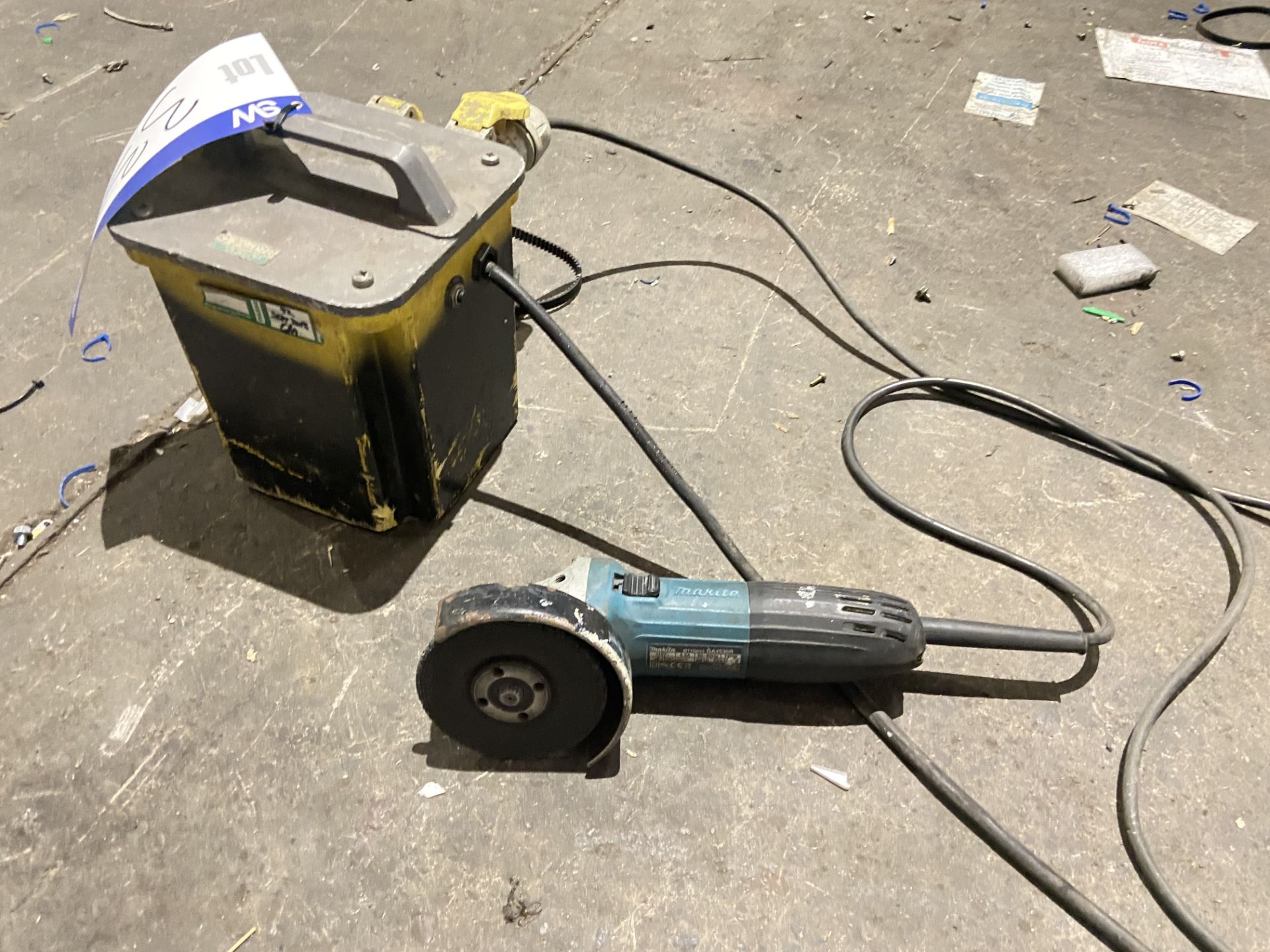 110V Transformer, with Makita angle grinder, 240V Please read the following important notes:- ***