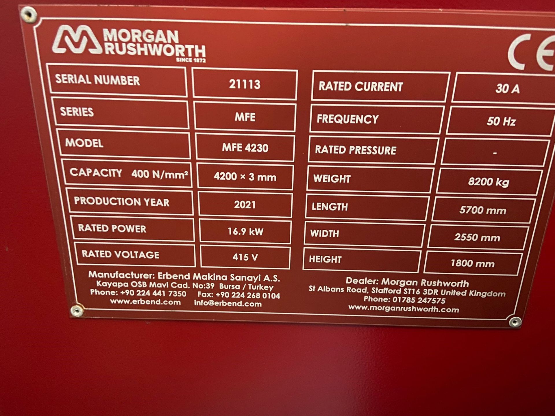 2021 Morgan Rushworth EST 4200.30 CNC Folding Machine - Image 6 of 6