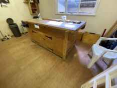 Timber Workbench, approx. 2130mm x 910mm, with Record bench vice Please read the following important