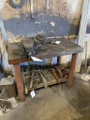 Steel Workbench, approx. 1.1m x 650mm, with Record no. 6 6in. bench vice Please read the following