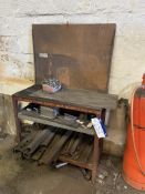 Steel Framed Timber Top Bench, approx. 1m x 450mm, with assorted steel box section and brackets
