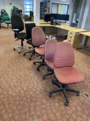 Five Assorted Fabric Upholstered Swivel Chairs Please read the following important notes:- ***