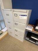 Two x Four Drawer Steel Filing Cabinets, with two tambour door cabinets Please read the following