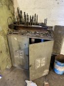 Assorted Drill Tooling & Stands, as set out on top of cabinet (understood to be for lot 205)