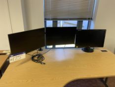 Three Flat Screen Monitors, with desk mounting arm bracket Please read the following important