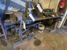 Fabricated Steel Workbench, approx. 2m x 1.05m, with Paramo 6in. bench vice Please read the