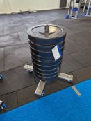 Nine 20kg Weight Plates with Mobile Stand Please read the following important notes:- ***Overseas
