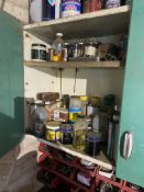 Residual Unlotted Contents, on and in five wall cupboards including fillers, treatments, varnishes