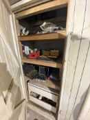 Loose Contents of Shelving to One Door of Cupboard, including mainly tooling and woodworking routing