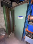 Steel Double Door Cabinet, with contents including plastic stacking bins, lifting eyes, hinges,