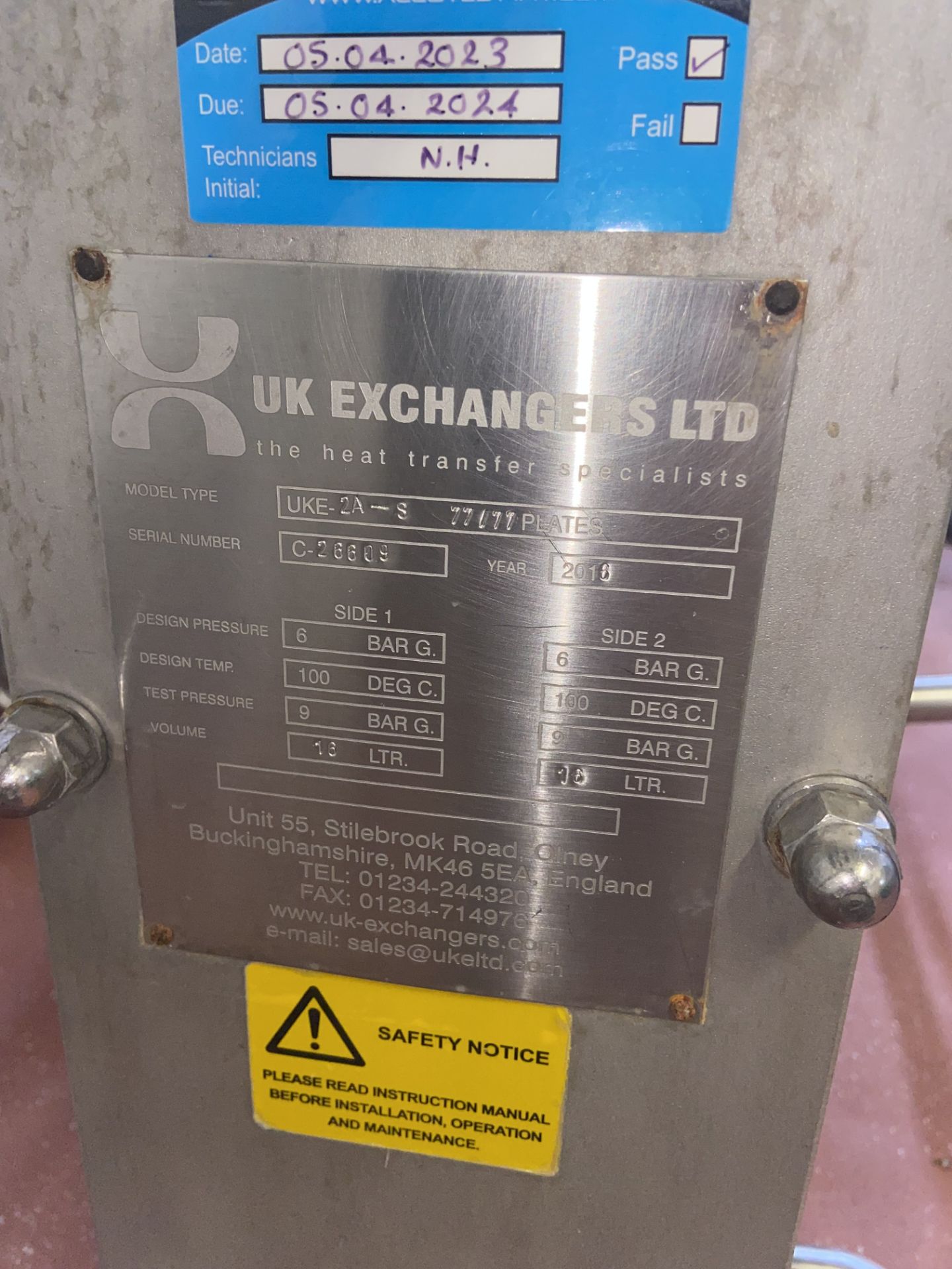 UK Exchangers UKE-S 77/77 Plates Stainless Steel Heat Exchanger, serial no. C26609, current size - Image 2 of 2