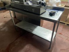 Stainless Steel Topped Bench, approx. 1.5m x 600mm, fitted undershelf Please read the following