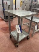 Mobile Stainless Steel Top Bench, approx. 600mm x 600mm, fitted undershelf Please read the following