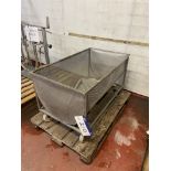 Mobile Stainless Steel Framed Perforated U-Trough Box, approx. 1m x 550mm x 450mm deep Please read