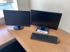 Lenovo Personal Computer (hard disk removed), with two flat screen monitors and keyboard Please read