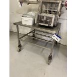 Stainless Steel Top Mobile Bench, approx. 1020mm x 940mm Please read the following important notes:-