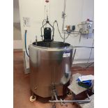 Giusti STAINLESS STEEL OPEN TOP STEAM HEATED MIXING TANK, serial no. WJ8306, approx. 900mm dia. x