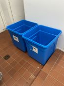 Two Plastic Mobile Containers, each approx. 550mm x 500mm x 600mm deep Please read the following