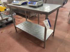 Stainless Steel Top Bench, approx. 1.2m x 600mm, fitted undershelf Please read the following