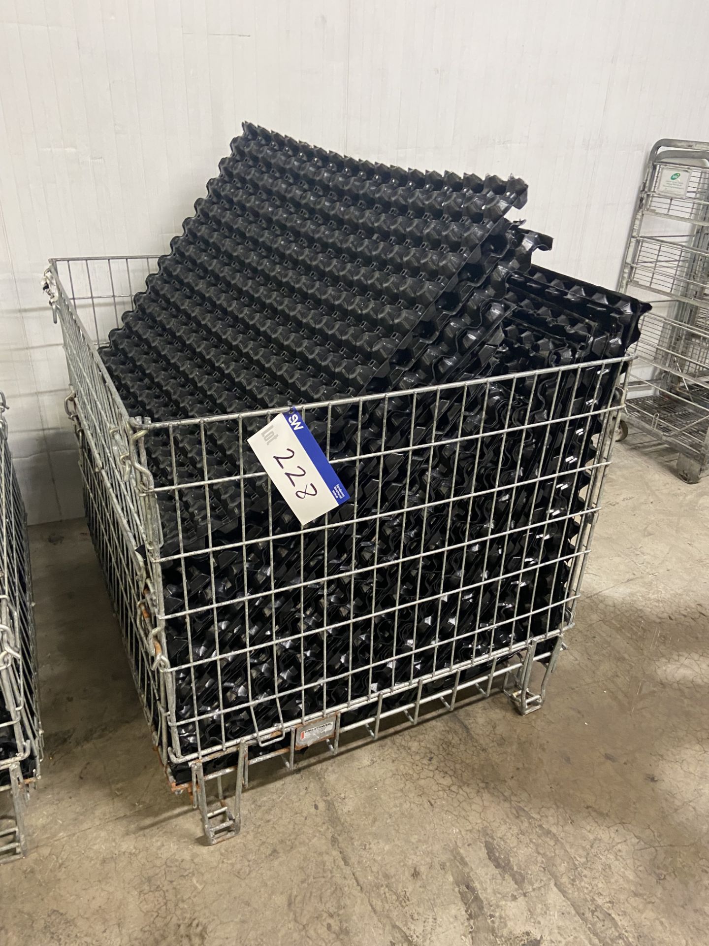 Galvanised Steel Collapsible Cage Box Pallet, approx. 1.2m x 1m x approx. 800mm deep, with plastic