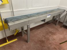 Cobolt Alloy Framed Conveyor, approx. 330mm wide on belt, 2.9m centres long, 240V Please read the