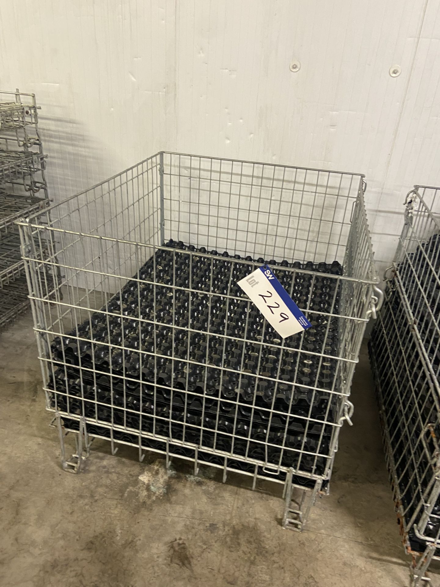 Galvanised Steel Collapsible Cage Box Pallet, approx. 1.2m x 1m x approx. 800mm deep, with plastic