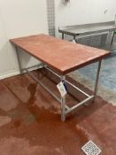 Alloy Framed Nylon Block Top Table, approx. 1.75m x 760mm, with butter pack channel Please read