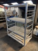 Mobile Alloy Four Tier Rack, approx. 1.2m x 660mm x 1.7m high Please read the following important