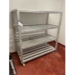 Four Tier Mobile Alloy Rack, approx. 1.52m x 760mm x 1.67m high Please read the following