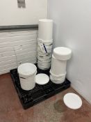 Plastic Pallet, with contents including plastic tubs and lids, as set out Please read the