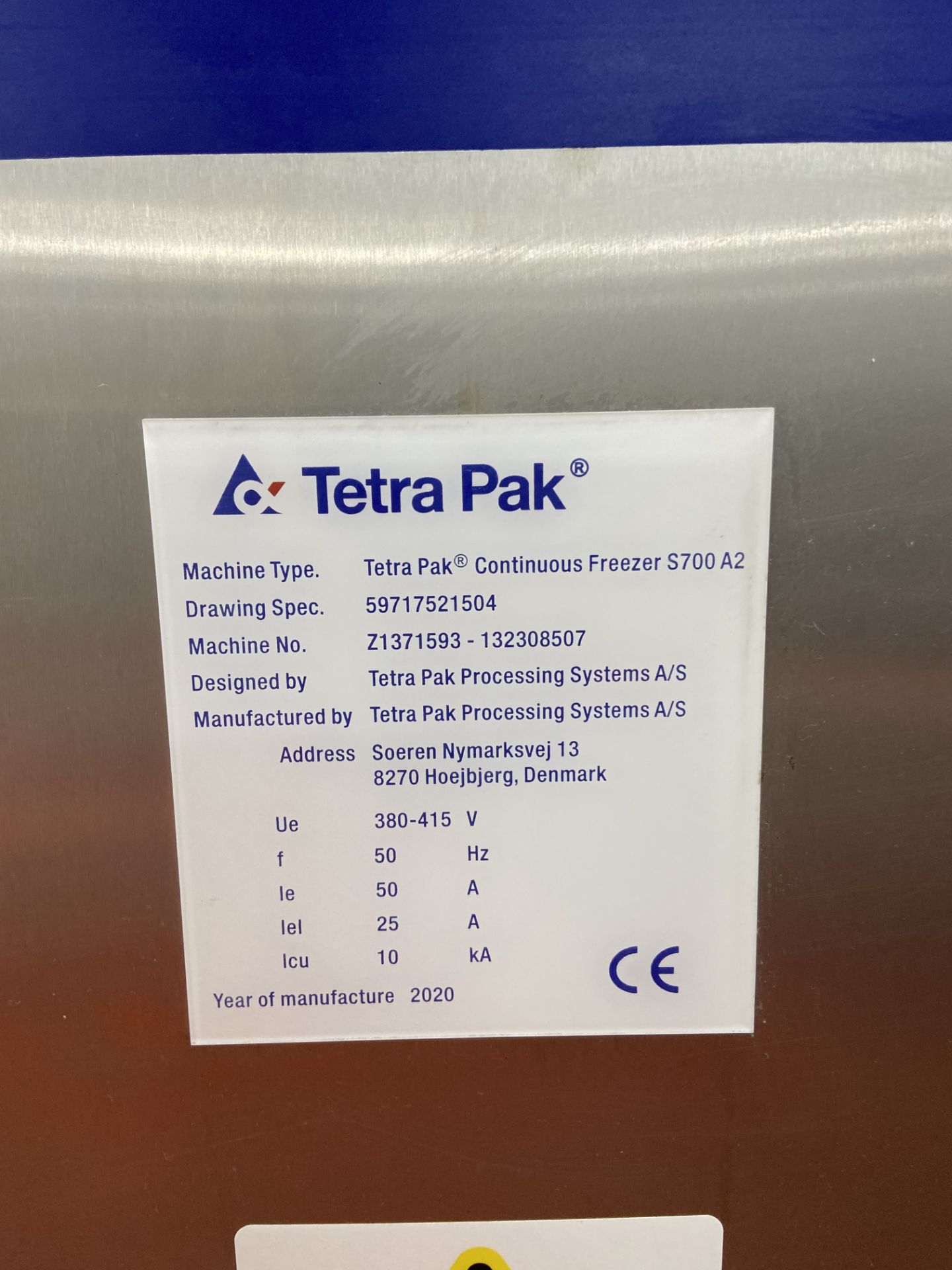 Tetra Pak S700 A2 ICE CREAM CONTINUOUS FREEZER, machine no. Z1371593-132308507, year of - Image 5 of 7