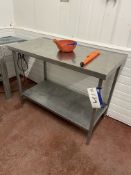 Stainless Steel Topped Bench, approx. 1.2m x 600mm, fitted undershelf Please read the following