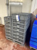 Approx. 33 Plastic Crates, each approx. 560mm x 360mm x 170mm deep, with plastic pallet Please