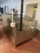 1200 litre STAINLESS STEEL JACKETED MILK HOLDING TANK (tank 9), with vertical agitator paddle mixer,