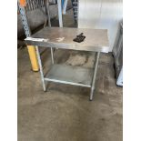 Stainless Steel Topped Bench, approx. 900mm x 600mm, fitted undershelf Please read the following