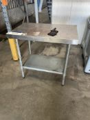 Stainless Steel Topped Bench, approx. 900mm x 600mm, fitted undershelf Please read the following