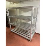 Four Tier Mobile Alloy Rack, approx. 1.52m x 760mm x 1.6m high Please read the following important