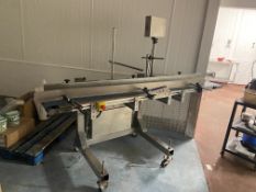 Twin Belt Stainless Steel Mobile Conveyor Unit, 225mm wide on belt, 2.2m long Please read the