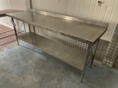 Stainless Steel Topped Bench, approx. 2.1m x 630mm, fitted undershelf Please read the following