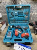 Makita 8391D 18V Battery Operated Drill, with charger, spare battery and plastic case Please read