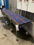 590mm wide Mobile Gravity Roll Concertina Conveyor, 2.7m long when closed Please read the