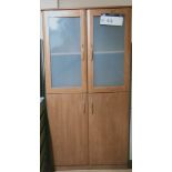 Wooden Cabinet, with glass doors and wooden doors, approx. 170cm x 85cm x 40cm, loading free of