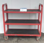 Heavy Duty Metal Trolley, with three shelves, approx. 113cm x 118cm x 55cm, loading free of charge -