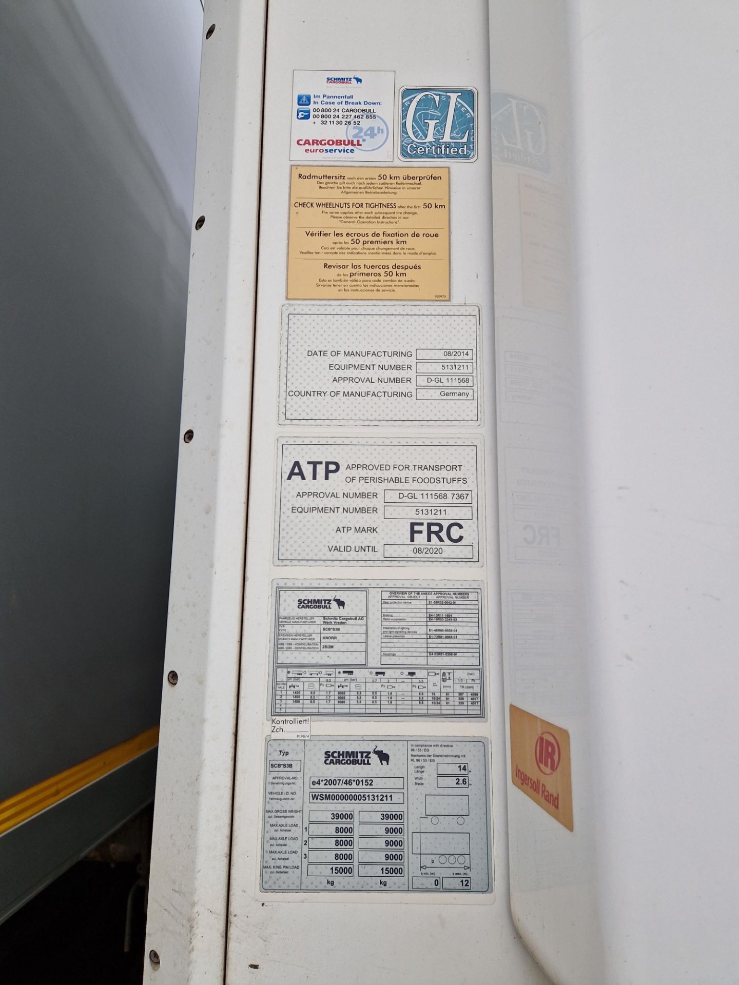 SCHMITZ 40ft Tri Axle Refrigerated Trailer, Reg No: H99900887607, C/N: C378681, YoM 2014, GTW 36, - Image 6 of 7