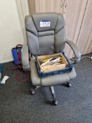 Grey Leatherette Office Swivel Chair Please read the following important notes:- ***Overseas
